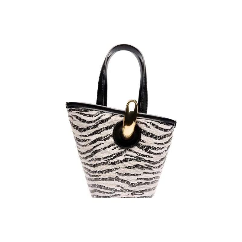 Jacquemus Cow Leather Handbag Mini Women's Black White-3