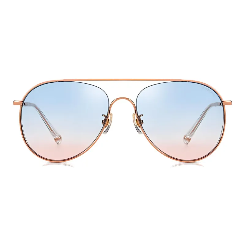 SEROVA Alloy Metal Aviator Sunglasses Unisex Gold Rose Gold-4