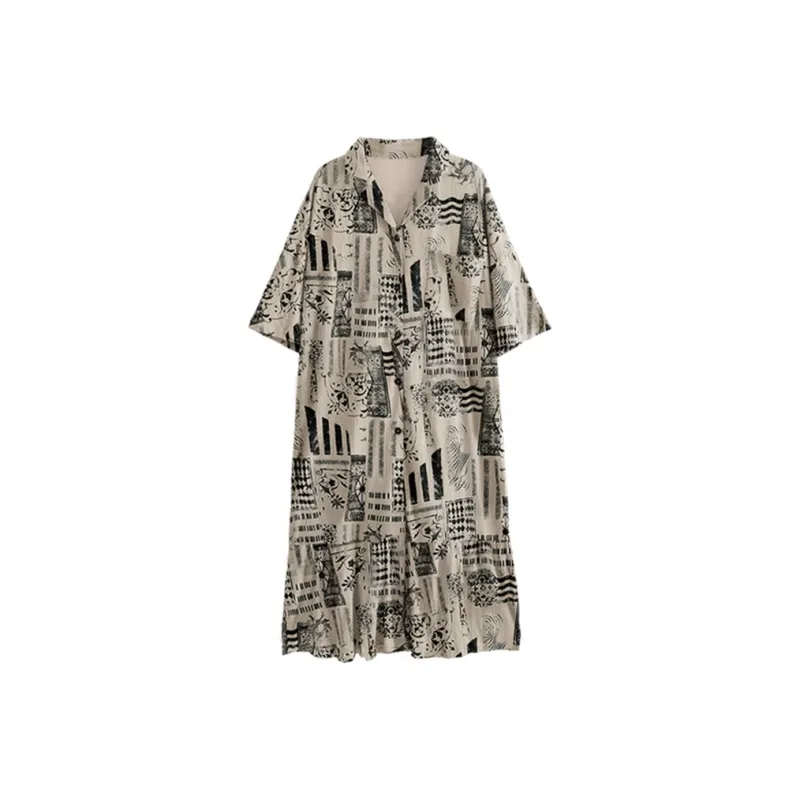Lan Miao Nightgown Women's Black Pattern-0