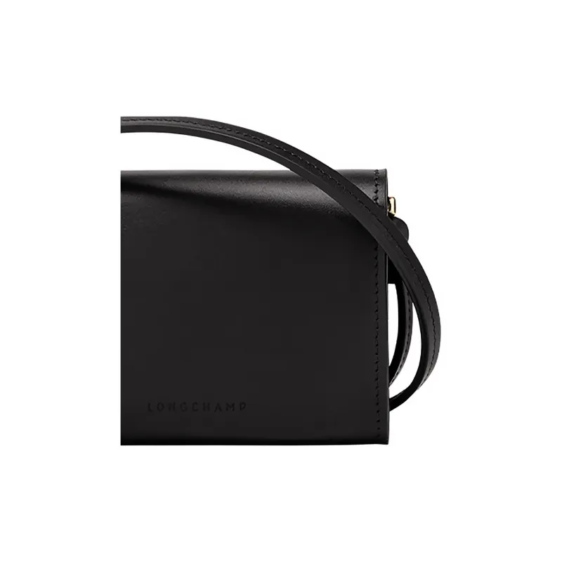 LONGCHAMP BOX TROT Calfskin Small Square Box, One Shoulder Crossbody Coin Purse Women's Black-3