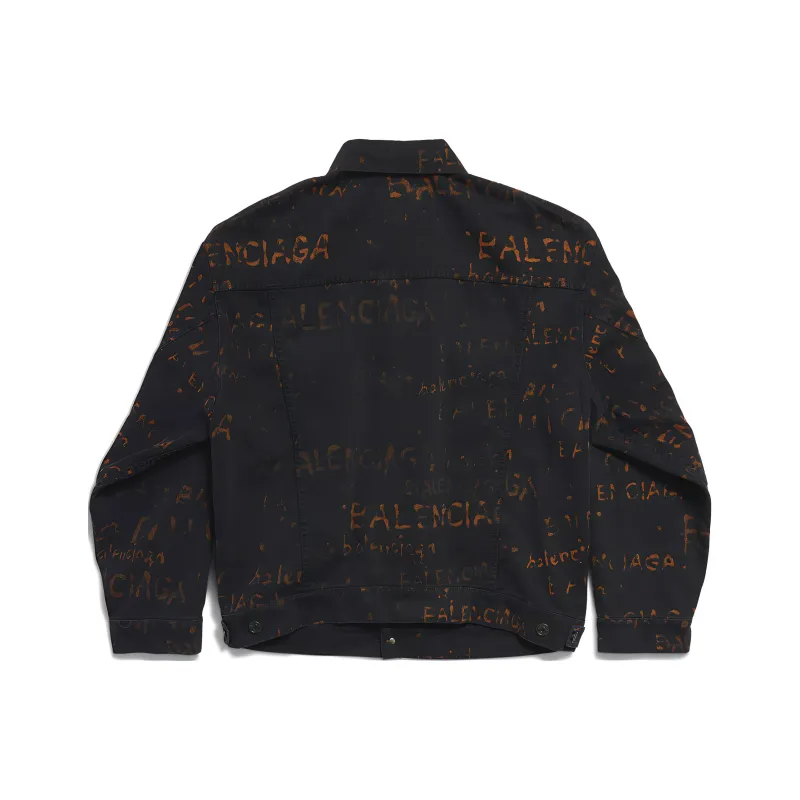 Balenciaga FW24 Denim Jacket Loose Fit Style Unisex Black-1