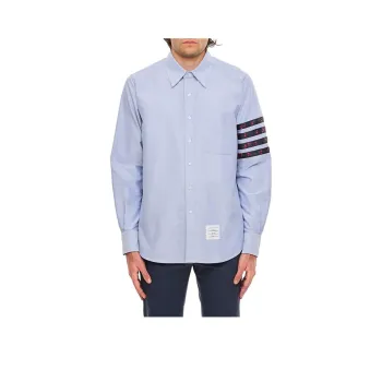 THOM BROWNE 4 Bar Stripe Curved Hem Shirt