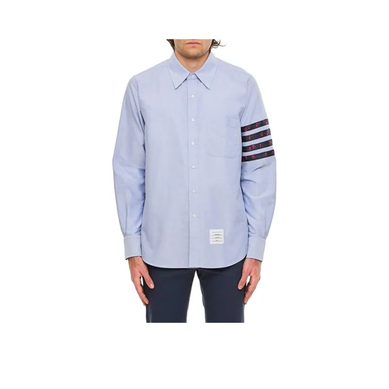 THOM BROWNE 4 Bar Stripe Curved Hem Shirt-0