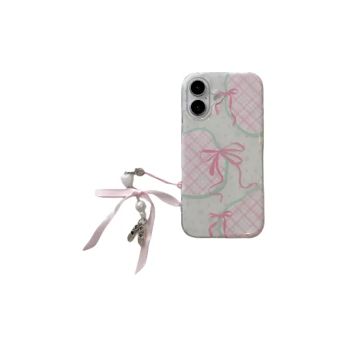 MAYGI TPU Material Glitter Phone Case With Pink Bowknot Compatible With Apple IPhone 16/Pro/Pro Max/15/14/13