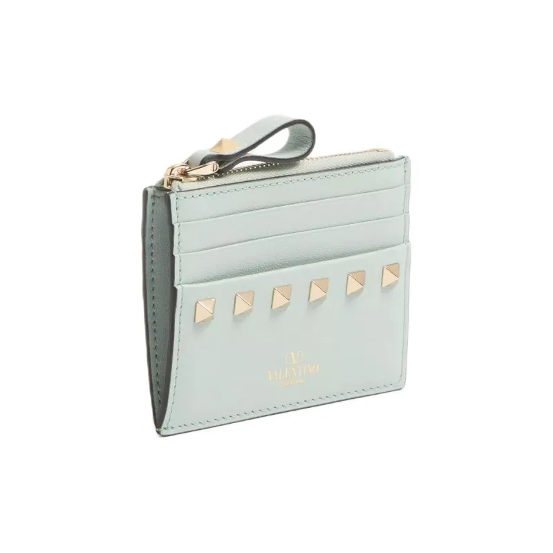 Valentino ROCKSTUD Calfskin Coin Purse Women's Space Gray-1
