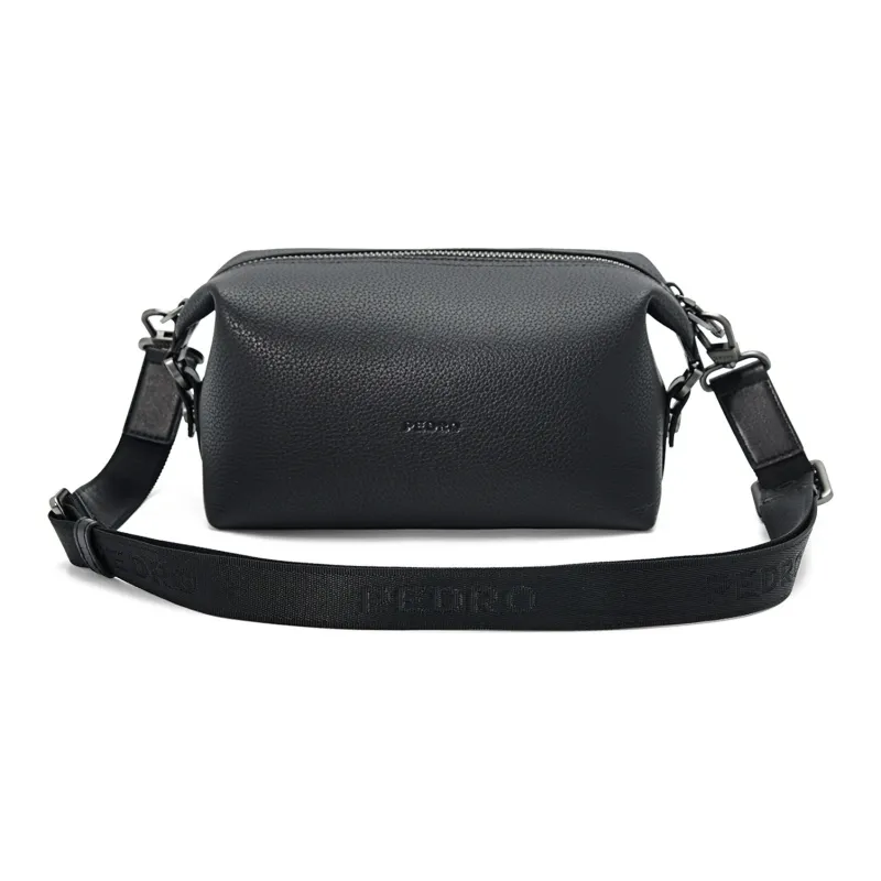 PEDRO Icon Series Synthetic Material Crossbody Bag, Shoulder Bag Small Size Men's Black/Dark Blue-2