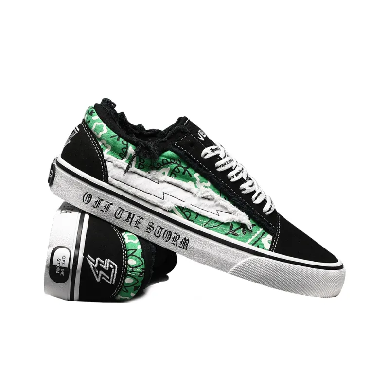 REVENFE X SPOTM x BURNING FLAME Slip Resistant, Breathable, Lightweight Low Top Canvas Shoes Unisex-35