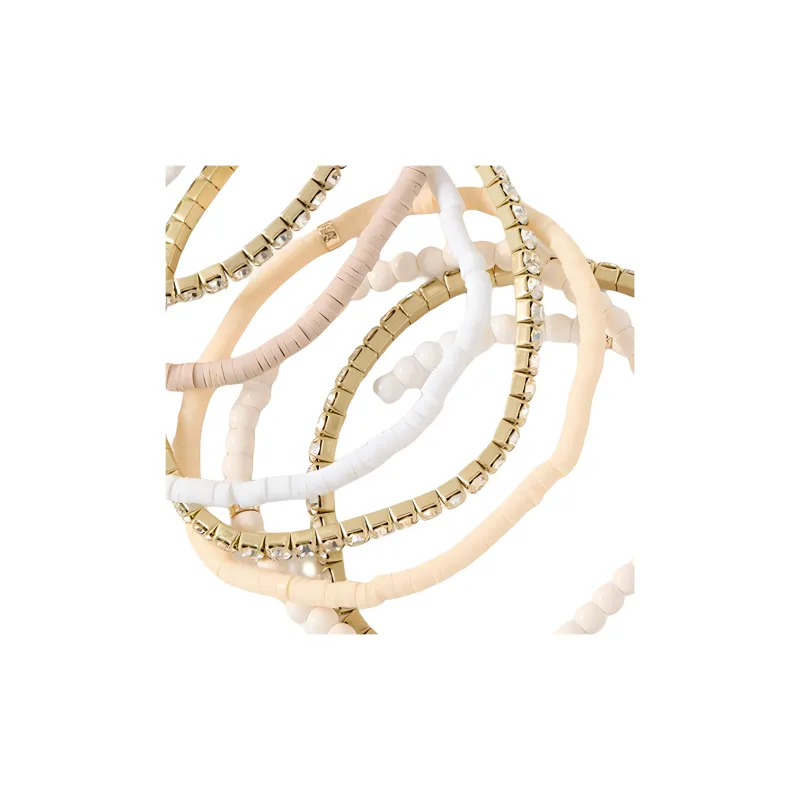 Roxanne Assoulin Glass Brass Rubber Rubber Band Cubic Zirconia Crystal Enamel Bracelets Women's Gold-1