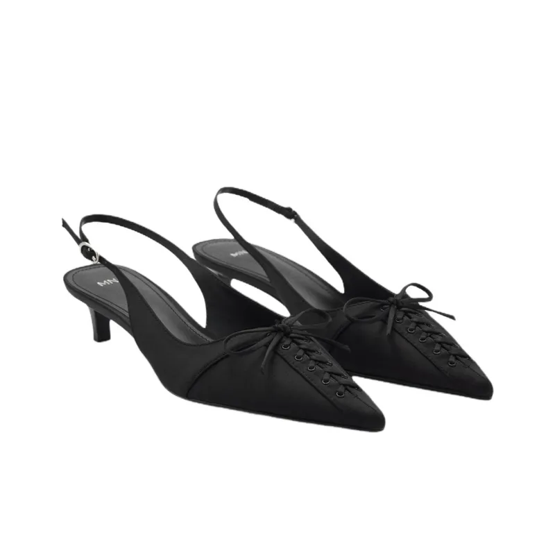 MANGO Party Slim Heel High Heels 3.9cm Women's Black-3