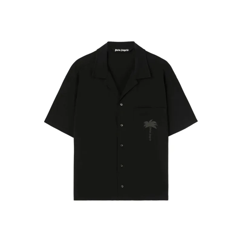 PALM ANGELS Palms Short Sleeved Bowling Shirt-0