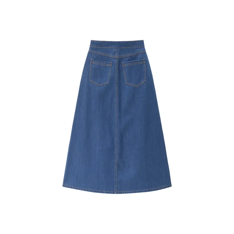UNIQLO Denim Long Skirt Women's 62 Medium Blue-1