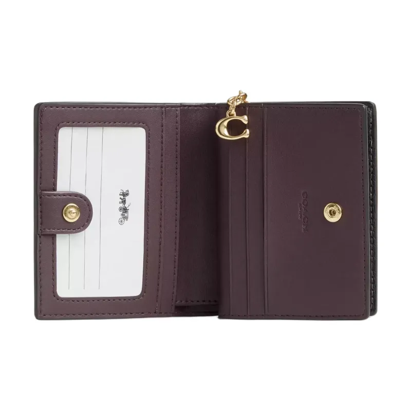 COACH Snap Wallet Delicate Pebble Leather Wallet Mini Women's Black-1