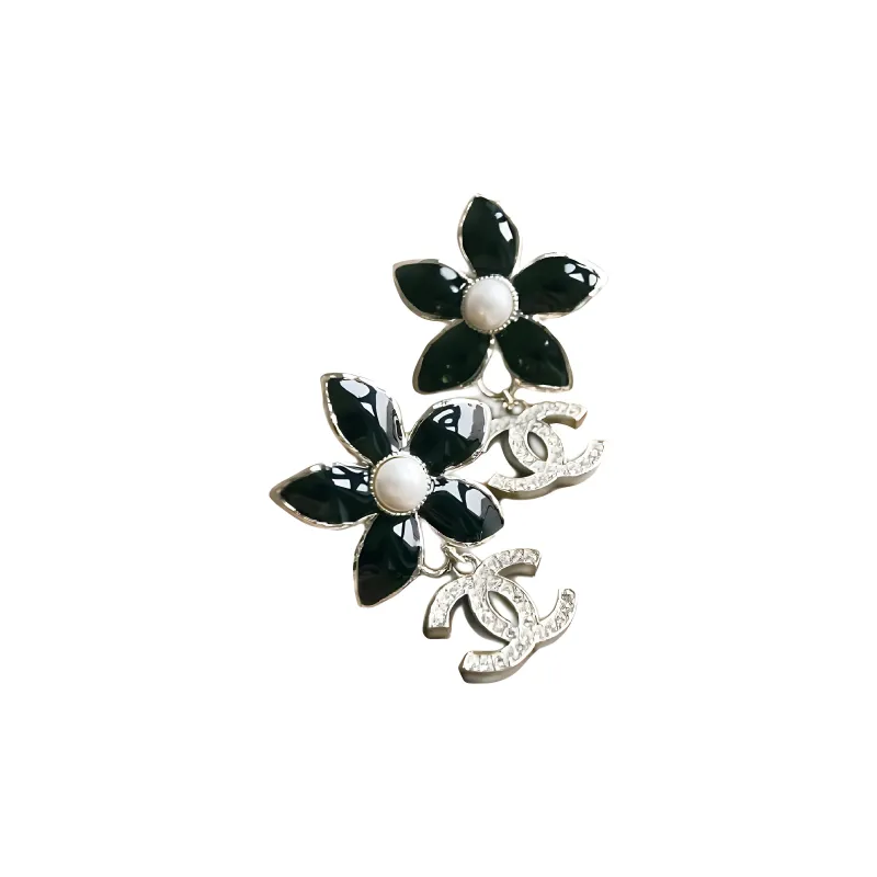 CHANEL Metal Earrings Women's Black-1