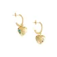 Tree Pattern Gemstone Heart Pendant Hoop Earrings, Gold