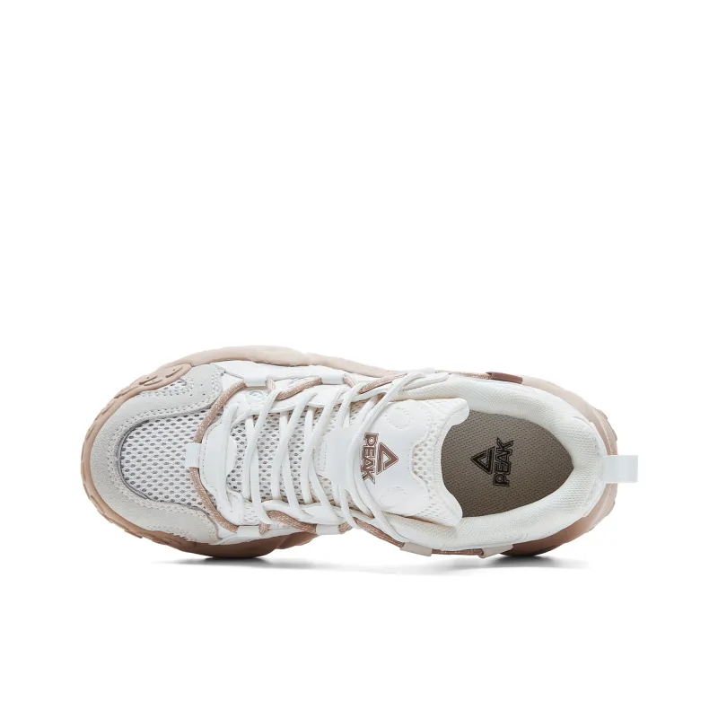 PEAK Taichi Bagel Shoes Low Top Casual Shoes Women's Milk White Brown-3