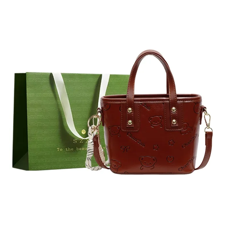 Three Ducklings PU Handbag Women's Ecru/Pink/Brown/Black-8