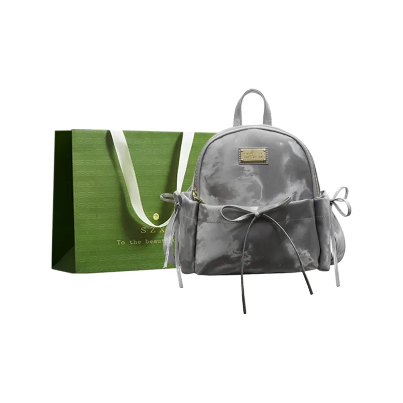 Three Ducklings PU Backpack Women's Ecru/Silver/Pink/Black-3