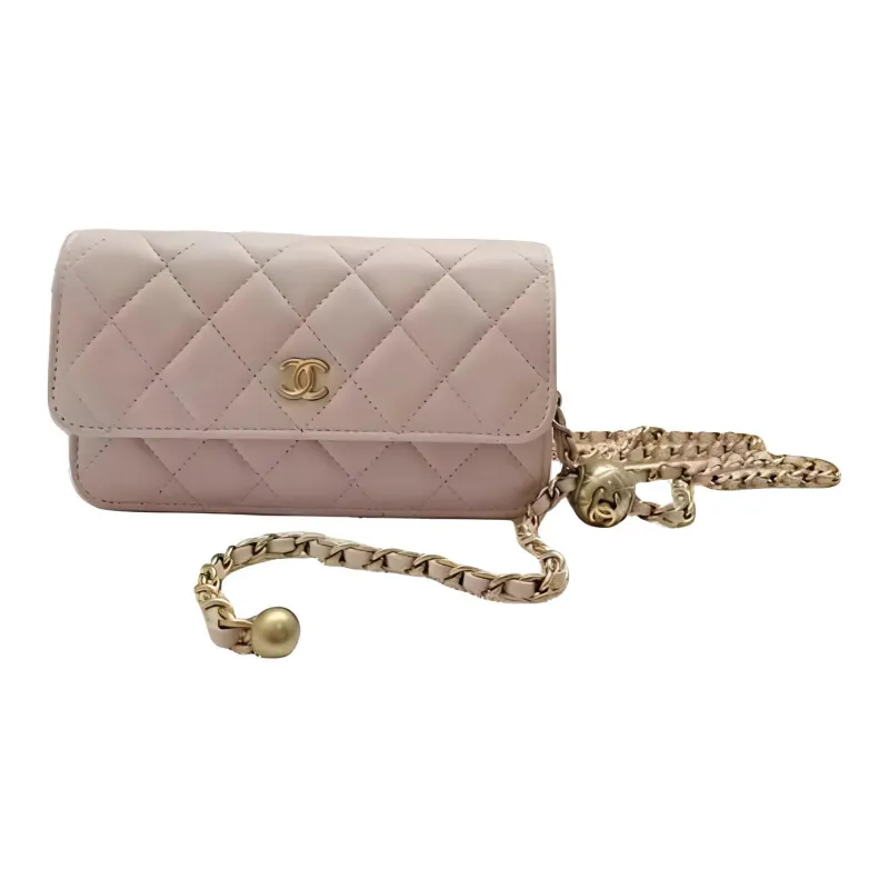 CHANEL WOC Sheepskin Shoulder Bag, Crossbody Bag Women's Pink-0