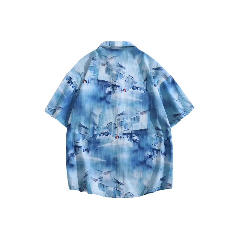 CLOR Shirt Unisex Hibiscus Blue-1