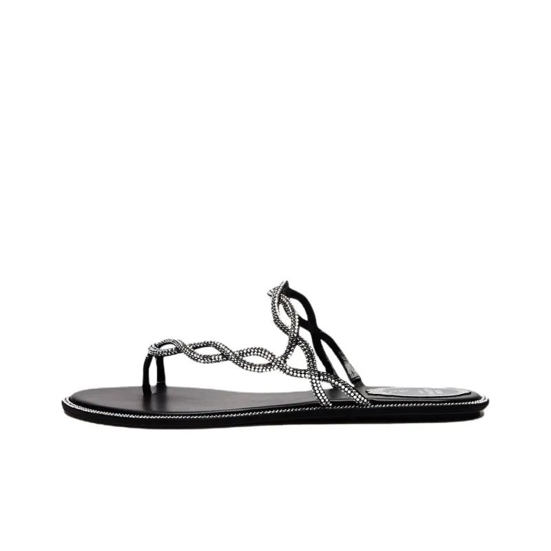 RENE CAOVILLA Slip Resistant Flip Flops Women's Black-0
