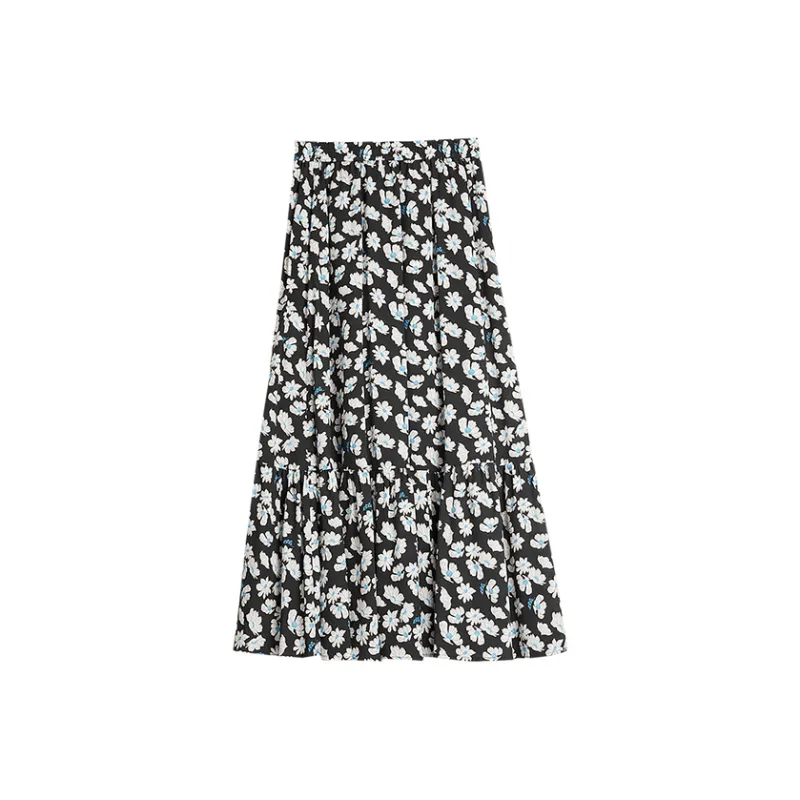ELLE Casual Long Skirt Women's Black-1