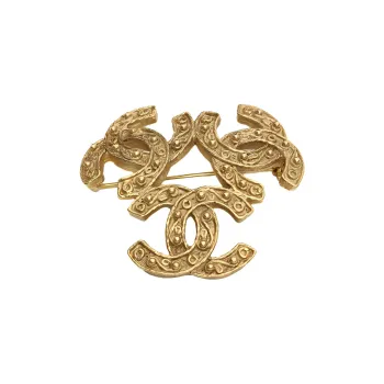 CHANEL 1995 Plated Triple Cc Costume Brooch