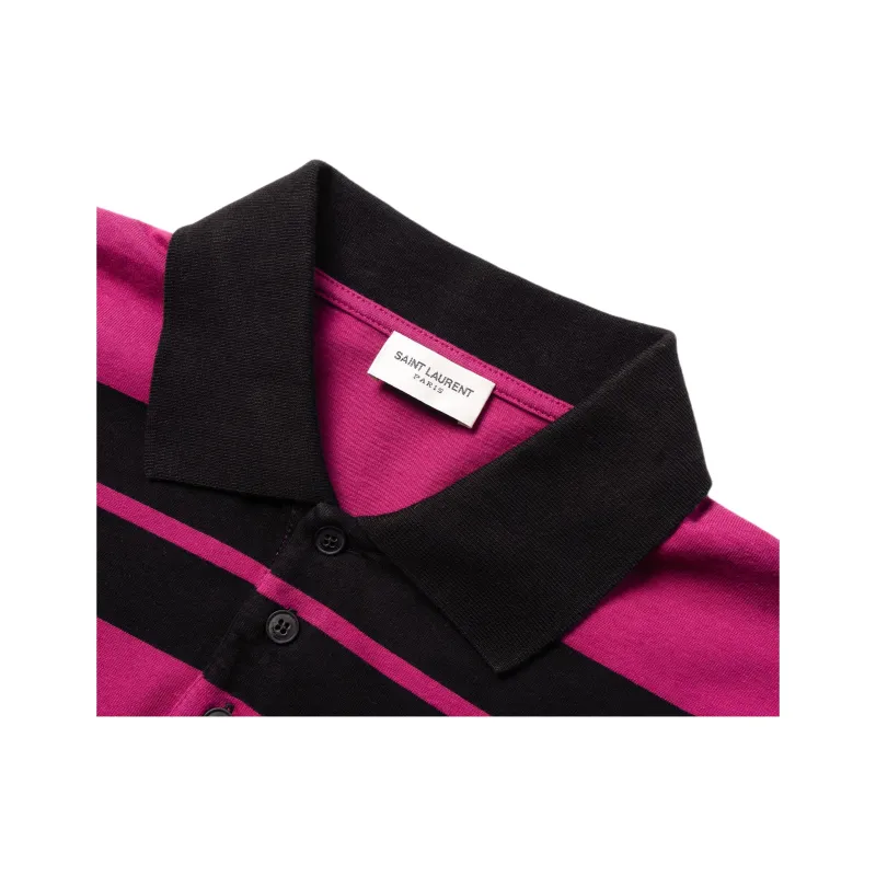 SAINT LAURENT Monogram Striped Polo Shirt-6