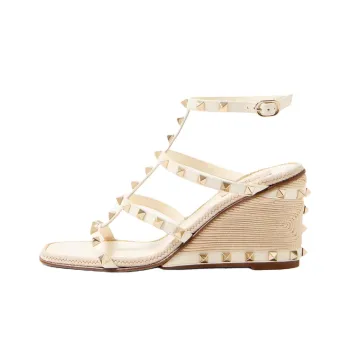 Valentino Rockstud Cornely Roman Sandals 8cm Women's Ivory White