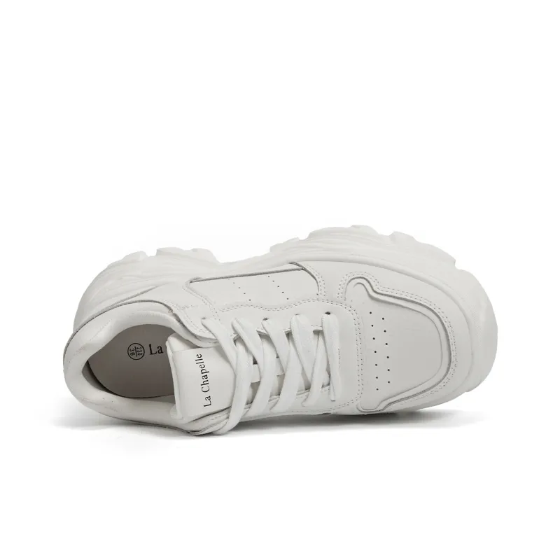 La Chapelle Cushioning, Slip Resistant, And Abrasion Resistant Low Top Chunky Sneakers Women's White-5