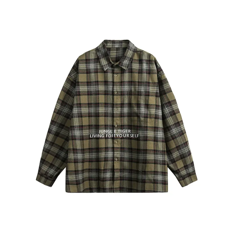 JUNGLE TIGER Shirt Unisex Green Plaid-0