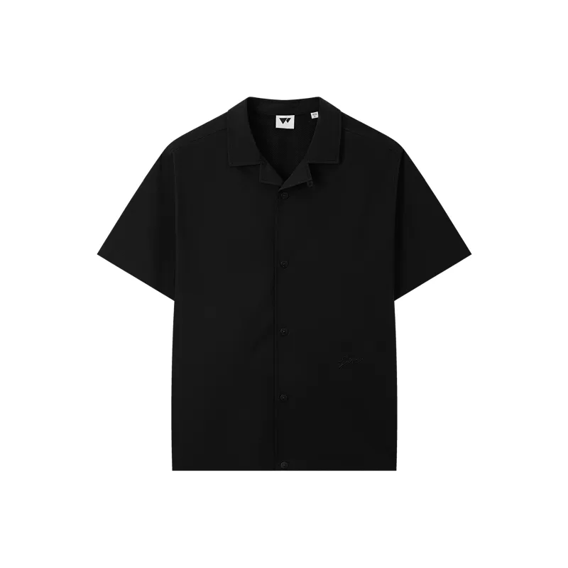 SEPTWOLVES Solid Color Casual Short Sleeved Shirt Men's-4
