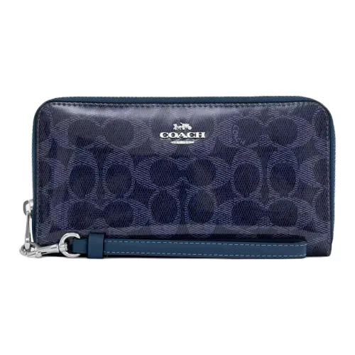 COACH Zip Around Canvas Wallet Trumpets Women's Dark Blue