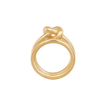 CELINE Knot Double Ring In Brass With Gold Finish