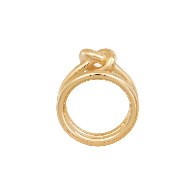 CELINE Knot Double Ring In Brass With Gold Finish-0