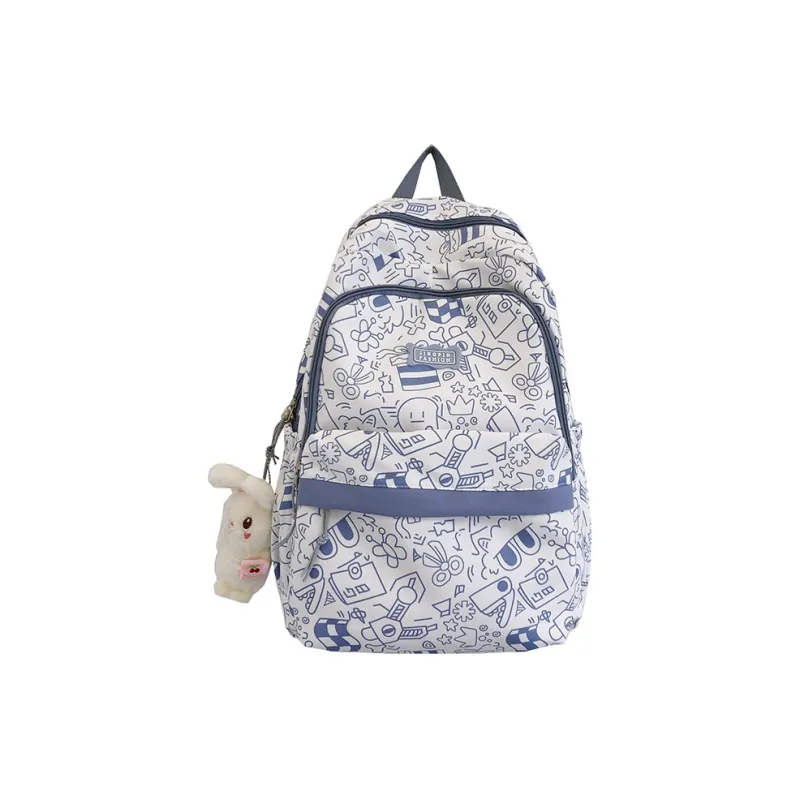 BUBM Nylon Backpack Unisex Black/Purple/Green/Blue/Pink-18