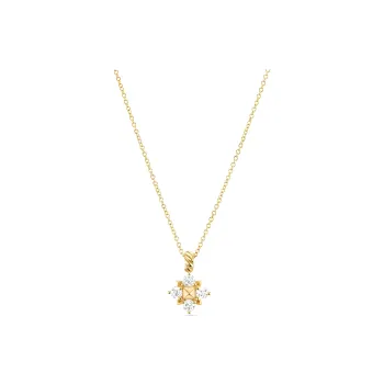 David Yurman 18kt Yellow Gold Modern Renaissance Pyramid Diamond Pendant Necklace 1.1mm