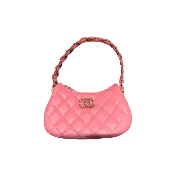 CHANEL Cow Leather Shoulder Bag, Hobo Bag, Handbag Trumpets Women's Coral Pink