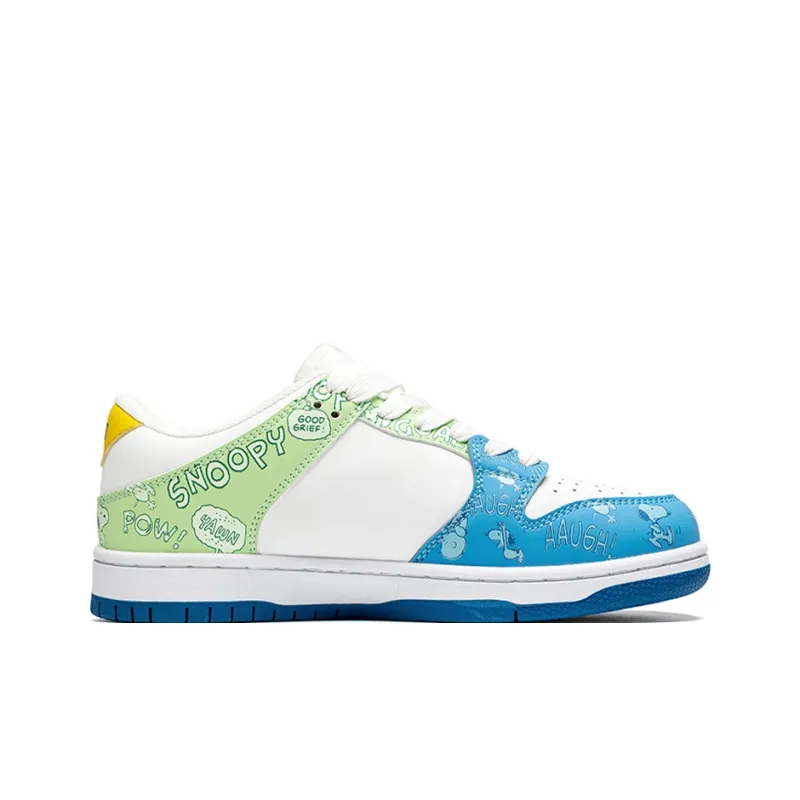 SNOOPY S.Dunk Skateboard Shoes Women's Low Top Blue Green-2