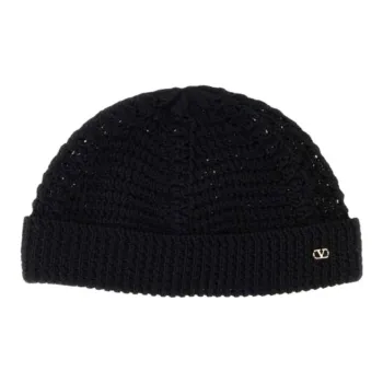 Valentino Knitted Fabric Beanies Women's Black