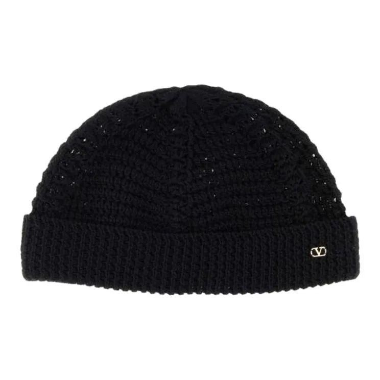 Valentino Knitted Fabric Beanies Women's Black-0