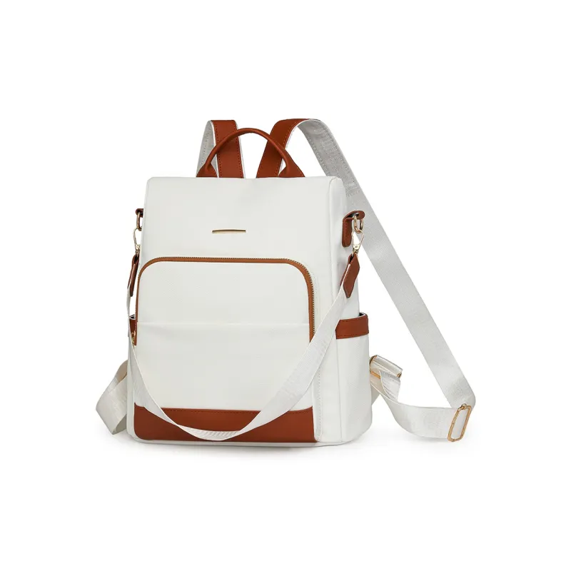 Single Warehouse PU Backpack Regular Unisex Black & White/Black & Brown/Caramel/Blue/Red/Pink-35
