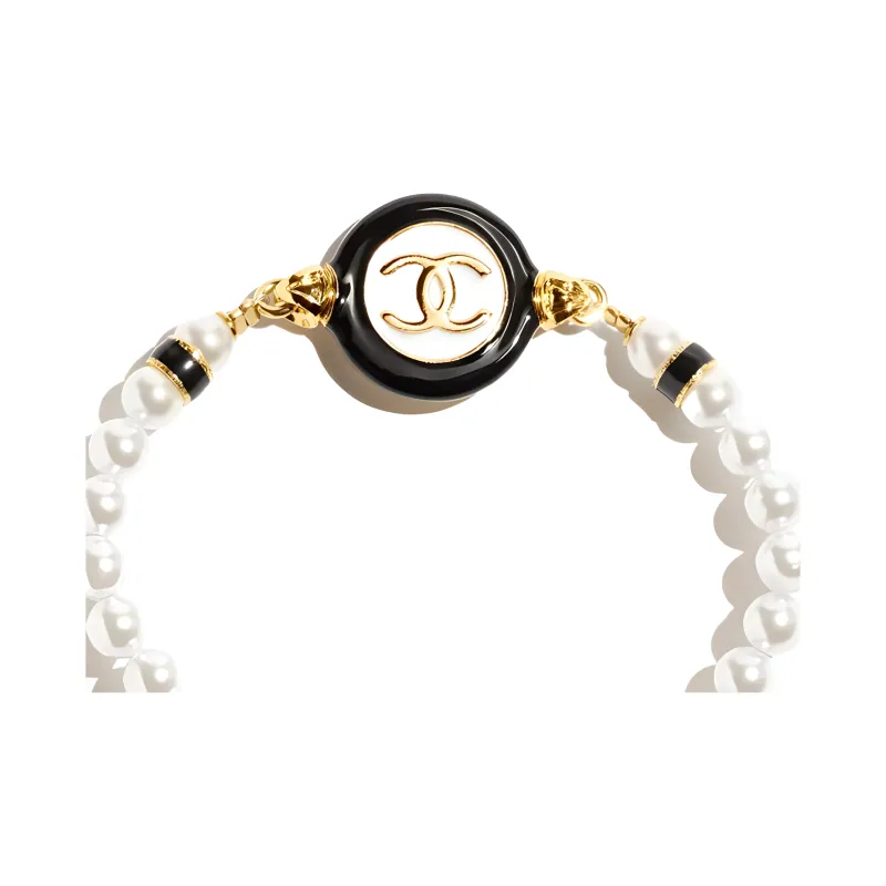 CHANEL Metal Artificial Pearl Bracelets Women's White-2