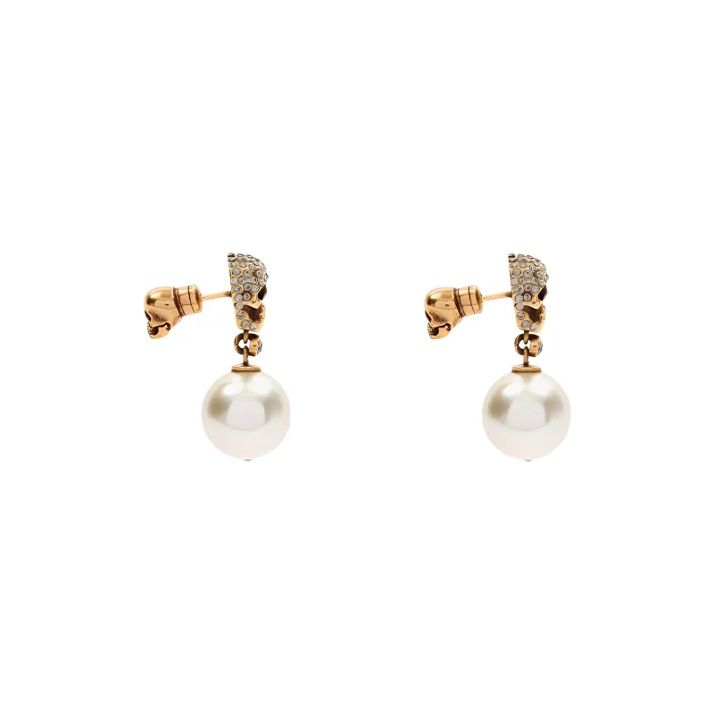 Alexander McQueen Pearl Pave Skull Earrings-2
