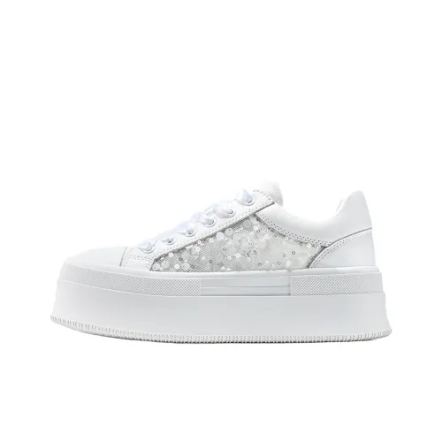 GG CC Slip Resistant Cushioning Abrasion Resistant Low Top Skateboard Shoes Women's White
