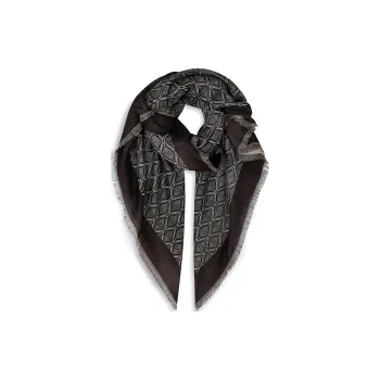 GUCCI Cotton Wool Silk Knit Scarves Women's Brown