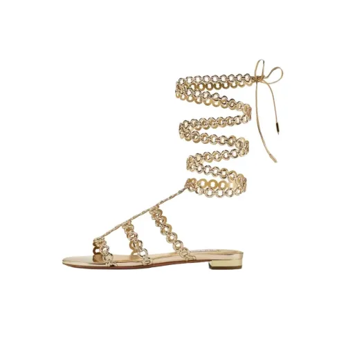 AQUAZZURA Infinity Chain Gladiator Roman Sandals Women's Gold