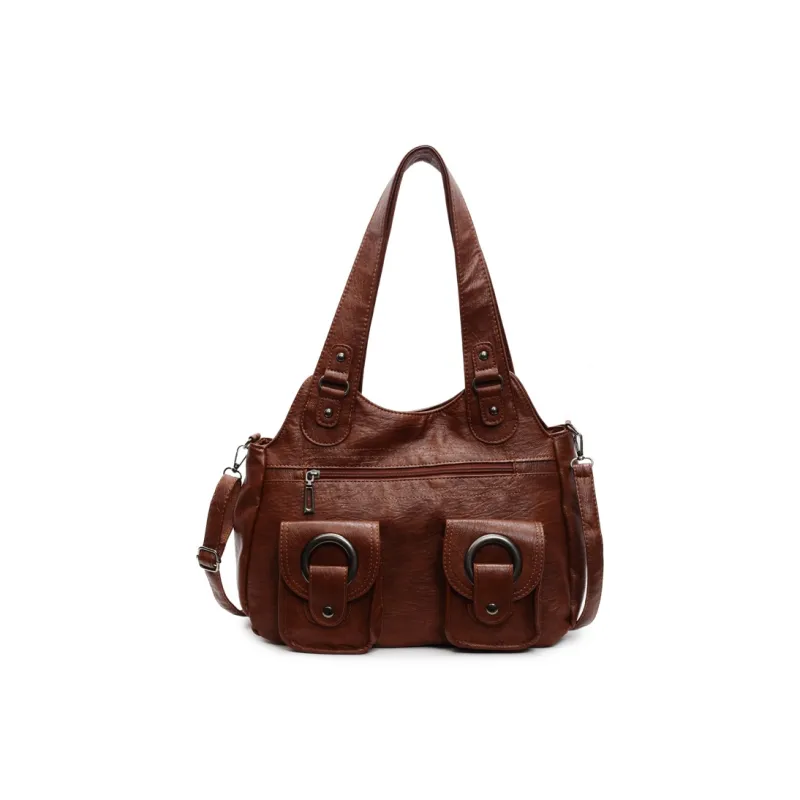 Single Warehouse PU Shoulder Bag Regular Women's Black/Ecru/Brown/Purple/Light Gray/Camel-7