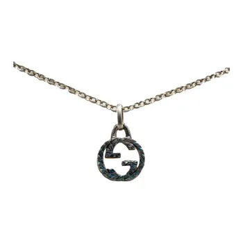 GUCCI 2000 2015 Sterling Silver Interlocking G Pendant Necklace