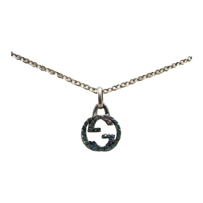 GUCCI 2000 2015 Sterling Silver Interlocking G Pendant Necklace-0