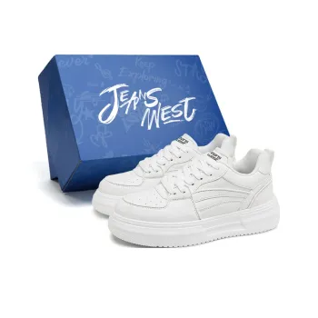 JEANSWEST Cushioning Wear Resistant Low Top Round Tip Lace Up Platform Niche Individual Trendy Skateboard Shoes Men's